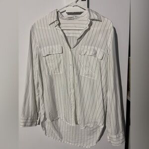 Aritzia White Striped Button Down Shirt